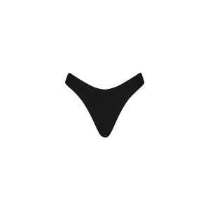 Wide Bind High Leg Thong Bikini Bottom - Twilight Black