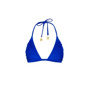 Gathered Stitch Bralette Bikini Top - Blue Lagoon