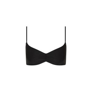 Gathered Mini Crop Bikini Top - Twilight Black