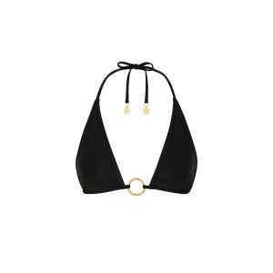 Ring Halter Bikini Top - Twilight Black