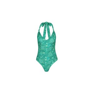Soft Knot Halter One Piece - Emerald Aura