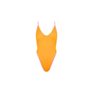 Plunge Cross Back One Piece - Peach Pop
