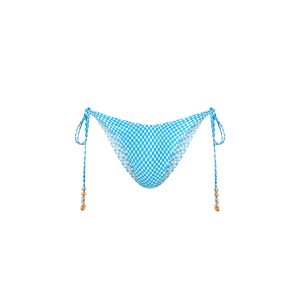 Dipped Cheeky Tie Bikini Bottom - Checkmate