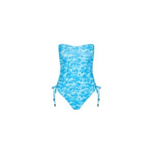 Ruched Bandeau Classic Cut One Piece - Ocean Paradise